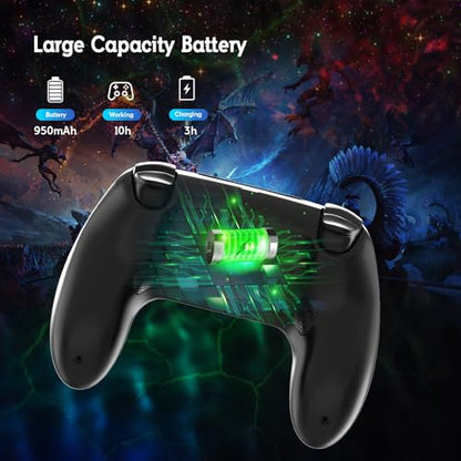 Varkda - Wireless PS4 Controller with Dual Vibration, RGB LED, Audio Jack