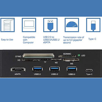 Vbestlife - 5.25" Multifunction Internal Card Reader with 3X USB 3.1 Support