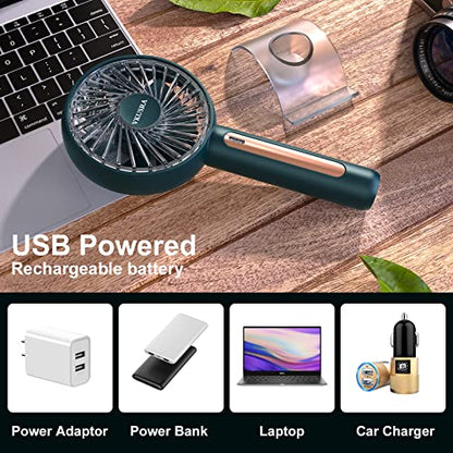 Vkusra - Portable Handheld Fan with USB Rechargeable Battery & 4 Wind Speeds