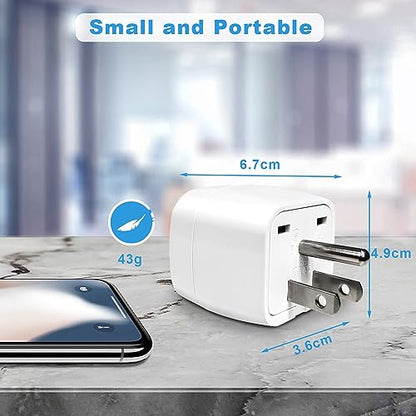 Vutizal - Pack of 2 Travel Adaptor USA Socket, EU to USA Plug, Compact Design