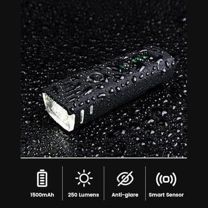 WSCXSC - Rechargeable Bike Headlight with Light Sensor, IPX5 Waterproof, Safe for Night Riding