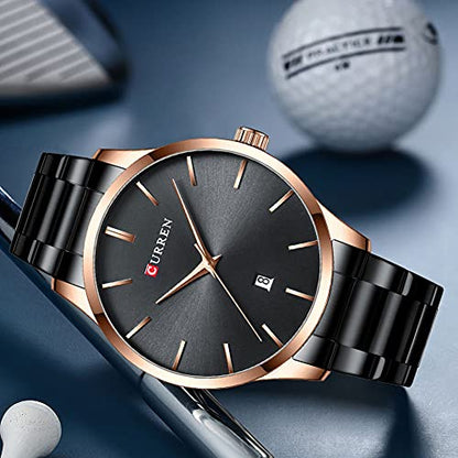 XIRUVE - Waterproof Quartz Watch for Men, Stainless Steel Strap, Minimalist Design