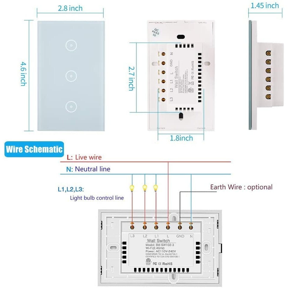 Xenon - WiFi Smart Light Switch, Waterproof Touch Control, Voice & APP Compatible