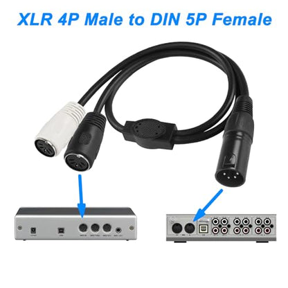 Xmsjsiy - MIDI 5 Pin DIN to XLR Splitter Y Adapter Cable, 50cm Length, Dual MIDI Output for Keyboards and Synthesizers