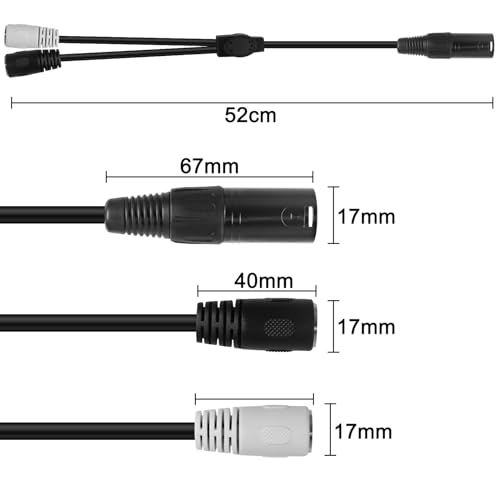 Xmsjsiy - MIDI 5 Pin DIN to XLR Splitter Y Adapter Cable, 50cm Length, Dual MIDI Output for Keyboards and Synthesizers