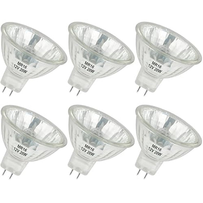Yegrueb MR16 Halogen Bulb 12V 20W GU5.3 Warm White Dimmable Pack of 6