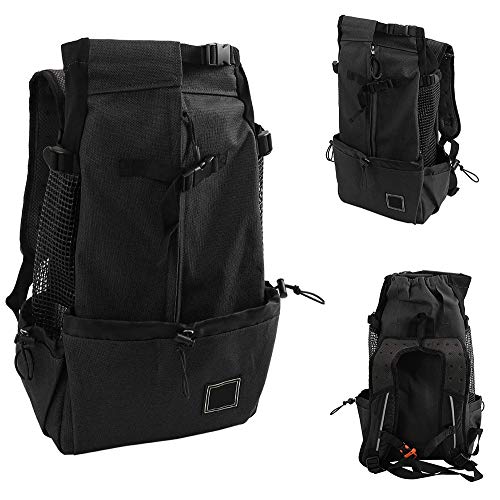 Ytljj Breathable Foldable Dog Backpack for small pets, black color. Perfect travel bag for dogs and cats, lightweight and convenient.
