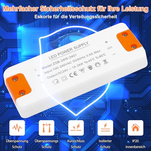 Zakvop - 24V LED Driver 24W 1A Transformer, Compact Power Supply for G4 GU5.3 MR11 MR16