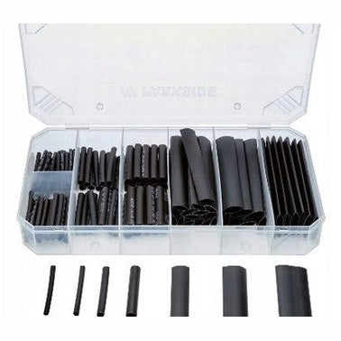 Black heat shrink tubing assortment with 125 pieces in various sizes