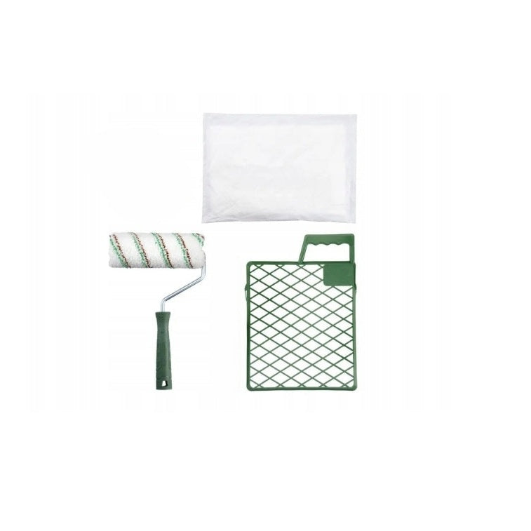 Painting Starter Set consisting of a paint roller, paint tray, and paint strainer