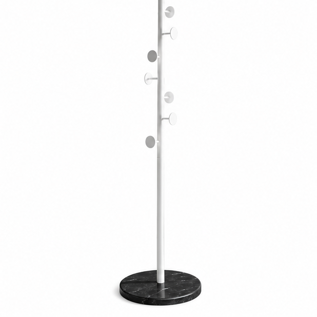 Coat Rack Freestanding Coat Stand Rack Coat Tree Metal Floor Coat Rack Round Marble Chassis 8 Hooks Coat Tree for Home Or Office Hall Hall Tree Coat Tree Rack (Color : White, Size : 178 * 35cm)