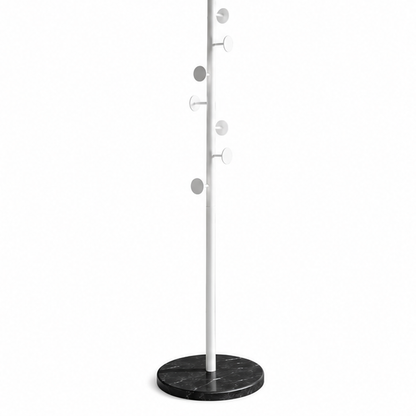 Coat Rack Freestanding Coat Stand Rack Coat Tree Metal Floor Coat Rack Round Marble Chassis 8 Hooks Coat Tree for Home Or Office Hall Hall Tree Coat Tree Rack (Color : White, Size : 178 * 35cm)