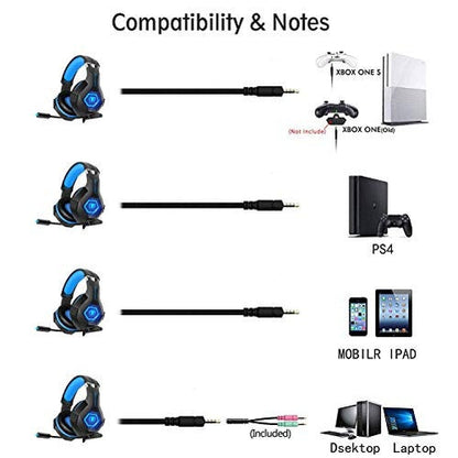 iKiKin - Gaming Headset for PS4/Xbox One, Stereo Sound, Noise Canceling, LED Light