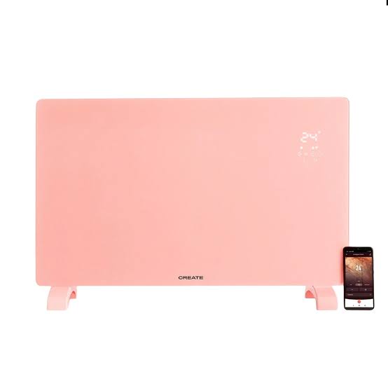 Create - WARM CRYSTAL 2000W –pink Electric Glass Convector with WiFi, LED Touch Screen, and 2 Power Levels (Copy)