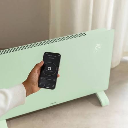 Create - WARM CRYSTAL 2000W – Green Electric Glass Convector with WiFi, LED Touch Screen, and 2 Power Levels