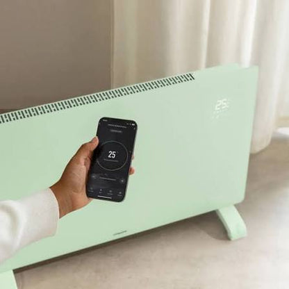 Create - WARM CRYSTAL 2000W – Green Electric Glass Convector with WiFi, LED Touch Screen, and 2 Power Levels
