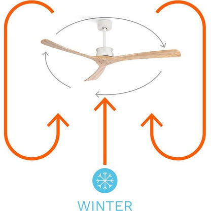 Create - WindLarge Ceiling Fan 40w Silent Xl Ø152 Cm / Summer/winter Function / 6 Speeds / Black With Dark Wood