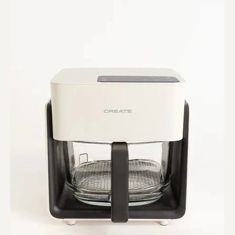 CREATE Air Fryer Studio Crystal/Oil-Free Hot Air Fryer, 4.2 L, without Water Steamer, Off white Capacity 5-6 Servings, 6 Programmes, Glass Container, Time and Temperature Control, 1300 W (Copy)