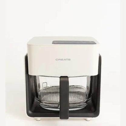 CREATE Air Fryer Studio Crystal/Oil-Free Hot Air Fryer, 4.2 L, without Water Steamer, Off white Capacity 5-6 Servings, 6 Programmes, Glass Container, Time and Temperature Control, 1300 W (Copy)