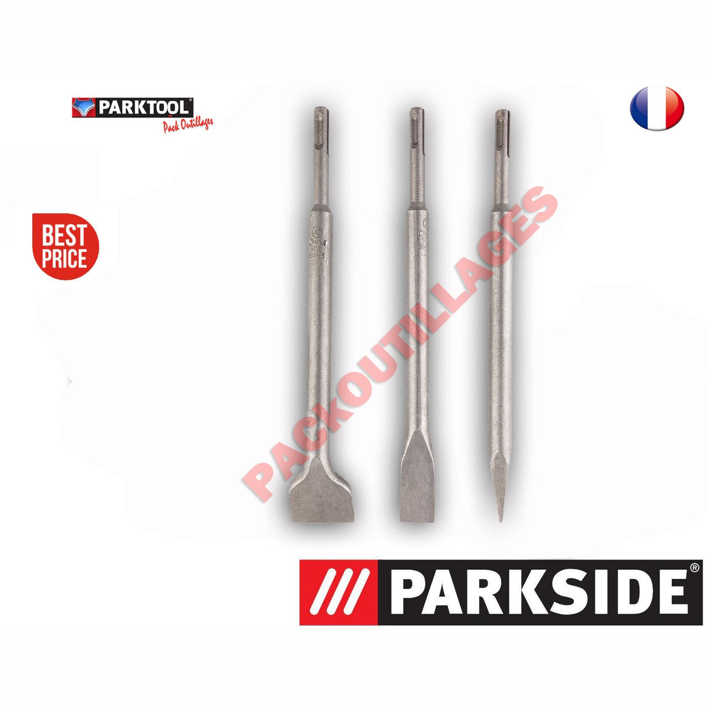 PARKSIDE® SDS-Plus Chisel Set, 3 metal chisels
