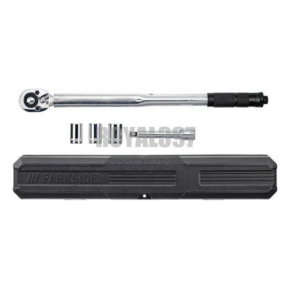 Parkside 5-piece torque wrench set with 3 sockets and extension bar
